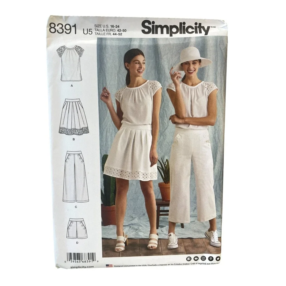 Simplicity 8391 Misses' Top Skirt Pants Shorts‎ Size 16-24 Modern